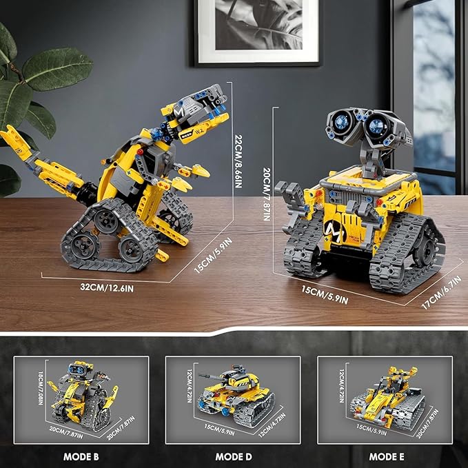 Sillbird STEM Building Toys for Ages 8-13, Remote & App Controlled Creator 5in1 Robot/Explorer Robot/Mech Dinosaur Toys Coding Set, Creative Gifts for Boys Girls Kids Aged 6 7 8-13 (488 Pieces)