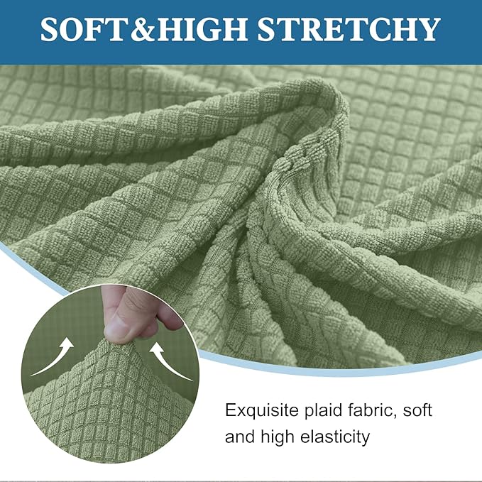 100% Waterproof Jacquard Fabric Couch Cover, Dual Layer with TPU Film, Leakproof High Elasticity Non-Slip Washable Furniture Protector for Pets, Dogs, Cats and Kids (Oversized Sofa,Grass Green)