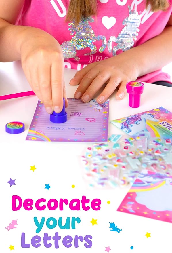 Original Stationery 45-Piece Unicorn Letter Writing Set, Stationery Set for Girls with Stickers and Stampers, Fun Unicorn Gifts for Girls Ages 10-12, Perfect for Valentine and Easter Gifts