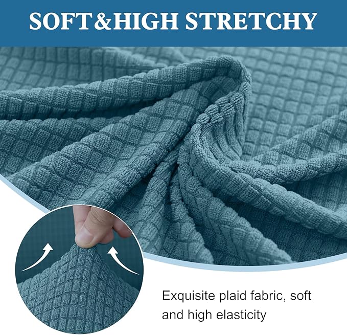 100% Waterproof Jacquard Fabric Couch Cover, Dual Layer with TPU Film, Leakproof High Elasticity Non-Slip Washable Furniture Protector for Pets, Dogs, Cats and Kids (Oversized Sofa,Dusty Blue)