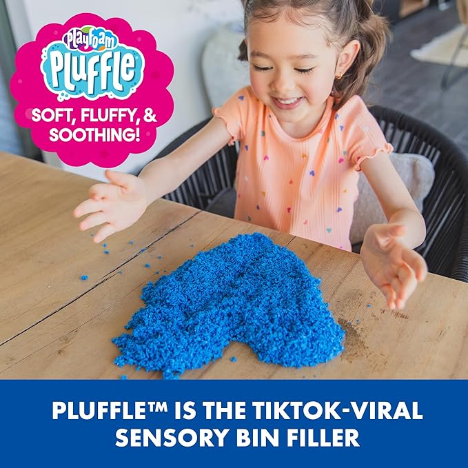 Educational Insights Playfoam Pluffle for Sensory Bins 4-Pack, Green, Blue, Pink & Black