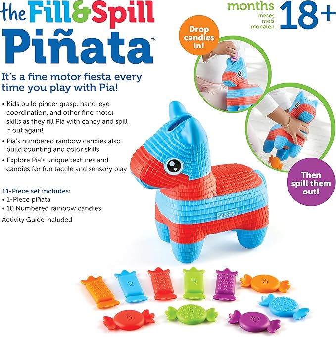 Learning Resources Pia The Fill & Spill Piñata - 11 Pieces, Age 18 Months Top Toddler Toys, Preschool, Fine Motor Skills, Educational Toys