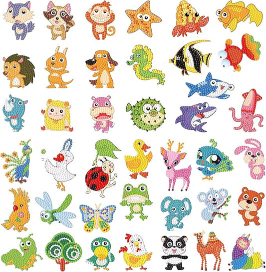 MEIEST 5D Diamond Painting Stickers Kits for Kids and Adult Beginners,Fun DIY Animal & Sea World Mosaic Stickers by Numbers Kits ,Creative Arts and Crafts Set and Handmade Gift, 174