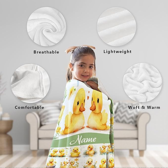 Aparajita Custom Name Yellow Ducks Adult Duck Blanket Kids Funny Blanket Suitable for Bedroom Bed Sofa Crib Couch Chair Outdoor All Season Items That Yellow Duck Lovers Will Love 40"x30"for Pets