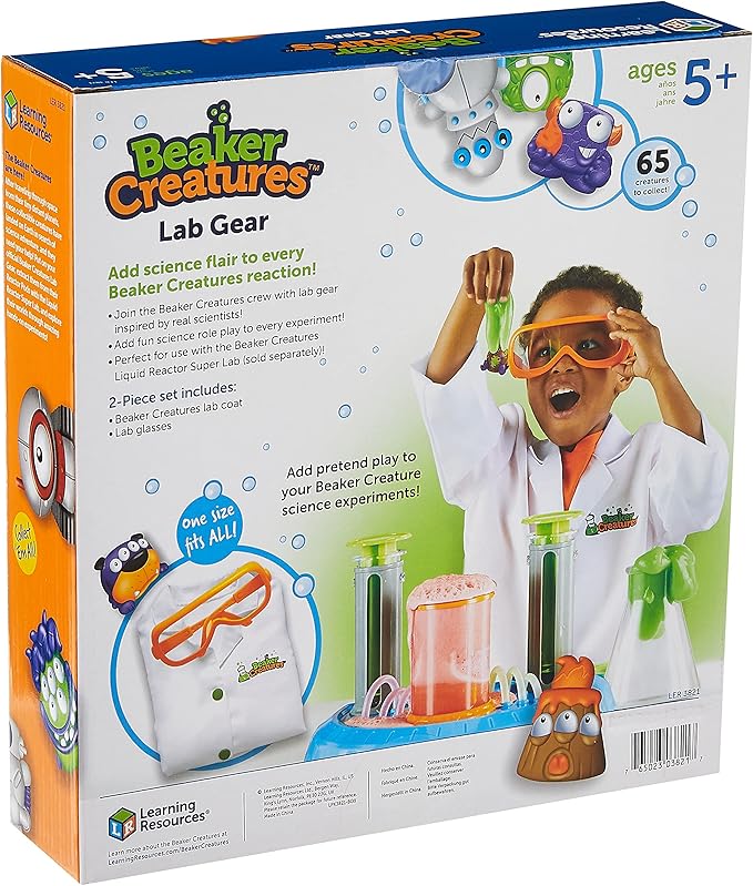 Learning Resources Beaker Creatures Lab Gear - 2 Pieces, Ages 5+ Lab Coat & Glasses for Kids, Science Exploration Games, STEM Toys for Kids