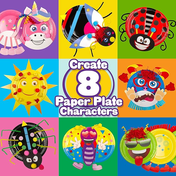 Creative Kids Make & Play Plate Craft Kit - Arts and Crafts Kit for Toddlers Ages 2, 3, 4, 5 Years Party Activity Kits for Toddler 3+