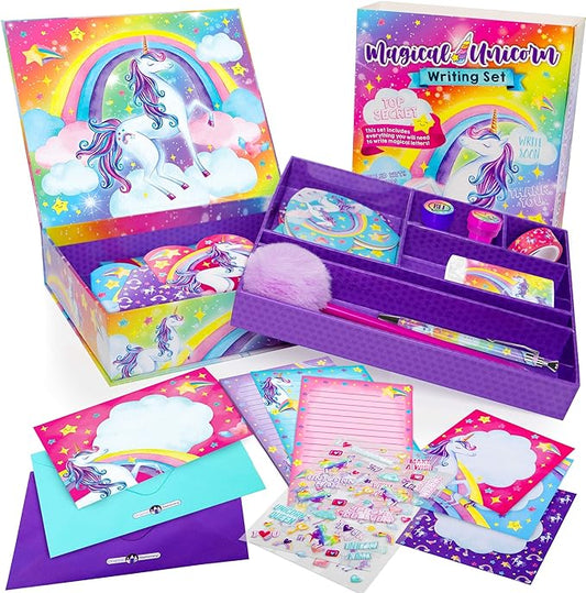 Original Stationery 45-Piece Unicorn Letter Writing Set, Stationery Set for Girls with Stickers and Stampers, Fun Unicorn Gifts for Girls Ages 10-12, Perfect for Valentine and Easter Gifts